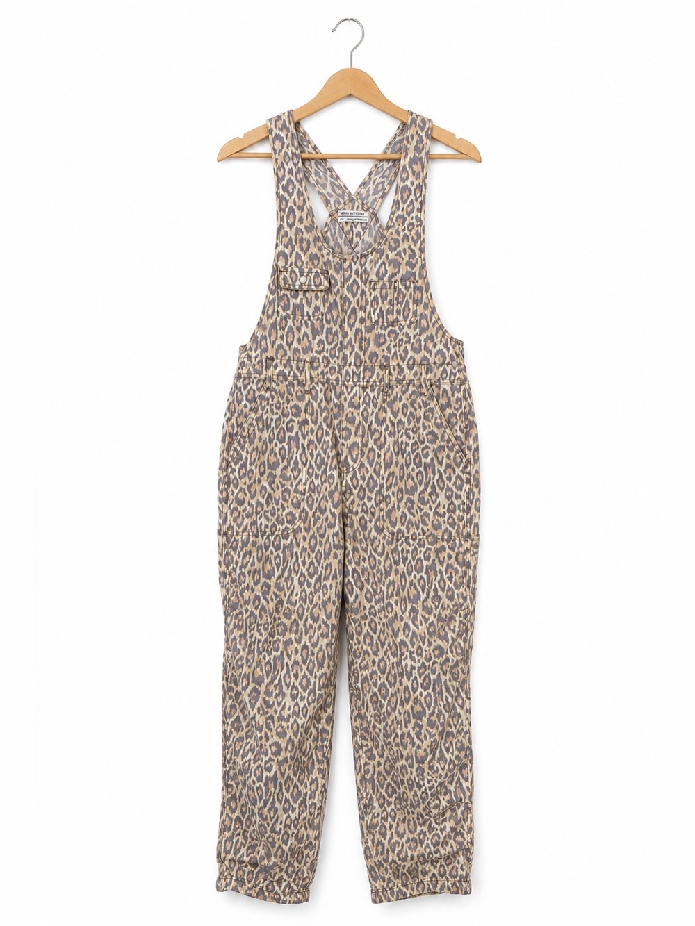 Urban Outfitters Leopard Print Overalls Jumpsuit Small Boho Utility Boot Cut Leg